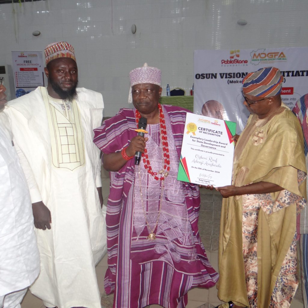 Barrister Gbenga Akano Receives the 2024 BJP on Behalf of Ogebeni Rauf Aregbesola